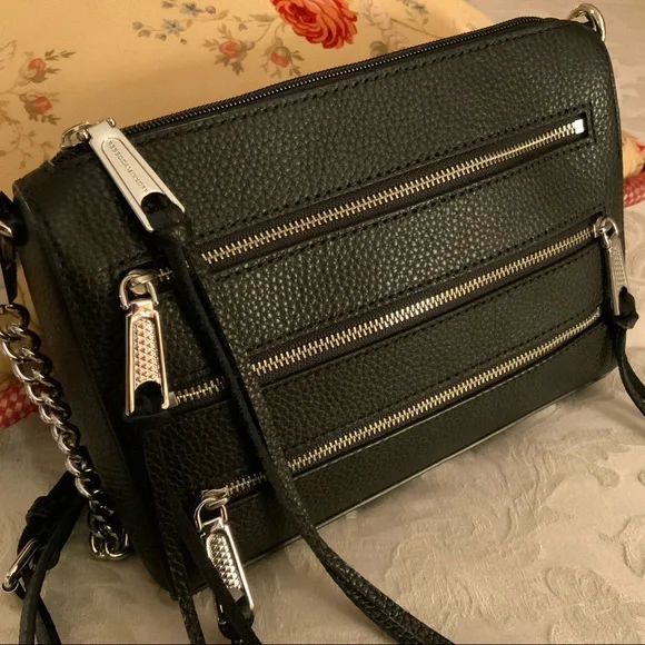 Rebecca Minkoff Beautiful!!! Mini Zip Rocker Leather Crossbody Bag - Picture 2 of 9